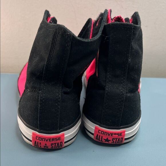 Converse Pink and Black High-Top Velcro Close Sneakers Junior 5= Women’s 7-7.5 - Picture 6 of 9